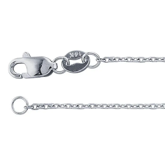 14K White Gold 1mm Beveled Cable Chain Kamoka Pearl Necklaces