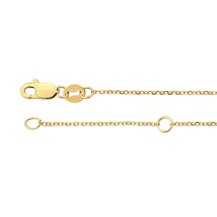 14K Yellow 9mm Adjustable Diamond Cut Cable 1618 Chain Kamoka Pearl Rings