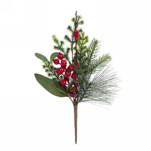 155 Red Berry Pine Branch Attitudes Import Earrings