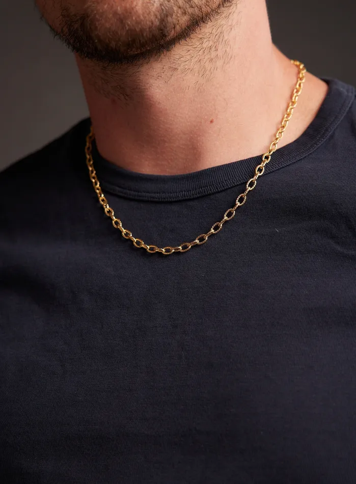 5mm Gold Textured Cable Chain Necklace for Men WE ARE ALL SMITH Necklaces