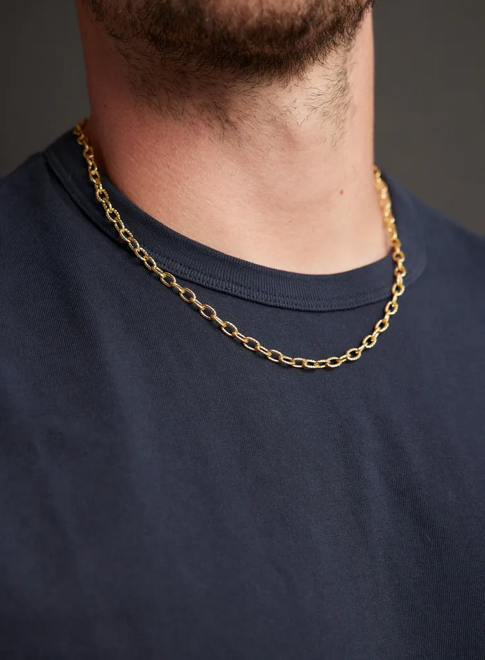 5mm Gold Textured Cable Chain Necklace for Men WE ARE ALL SMITH Necklaces