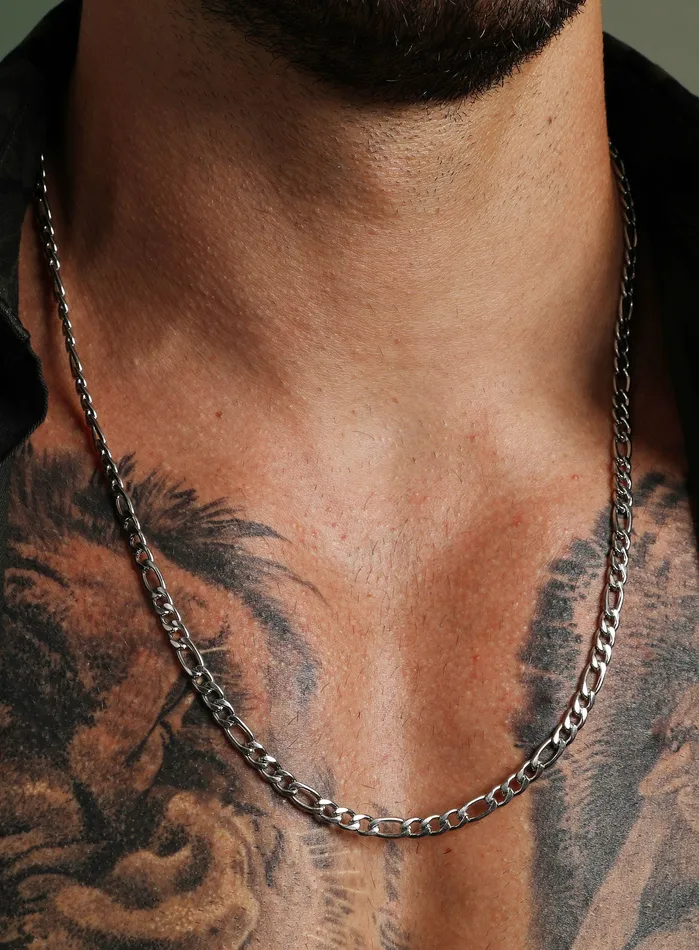 5mm Silver Figaro Chain Necklace for Men WE ARE ALL SMITH Mens Jewelry Clothing Necklaces