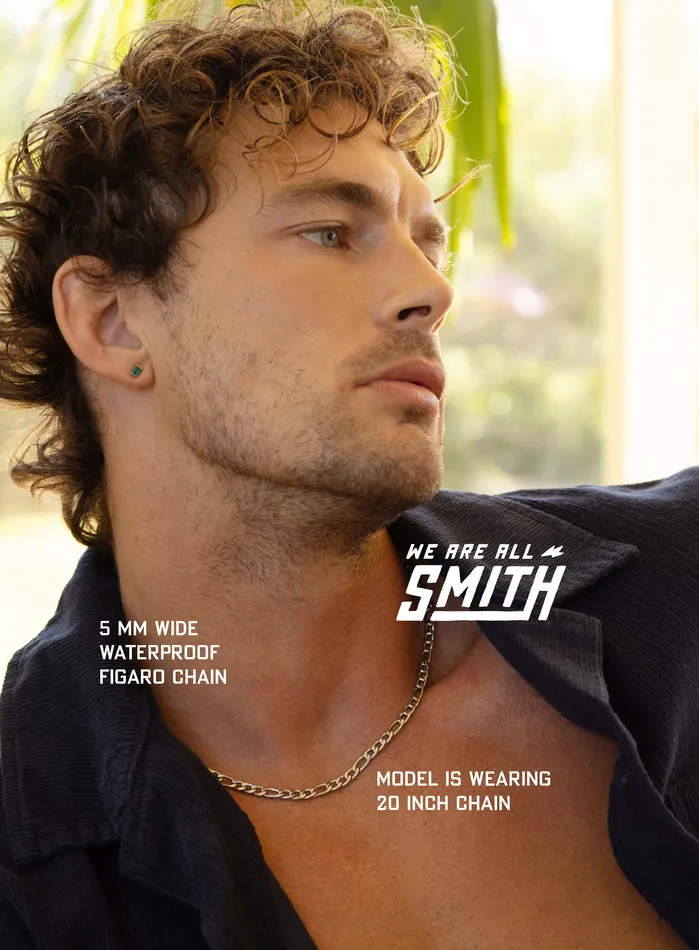 5mm Silver Figaro Chain Necklace for Men WE ARE ALL SMITH Mens Jewelry Clothing Necklaces
