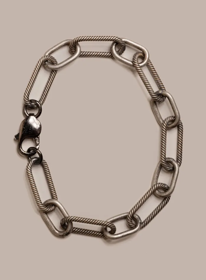 925 Oxidized Sterling Silver Chunky Textured Cable Chain Mens Bracelet WE ARE ALL SMITH Mens Jewelry Clothing Bracelets