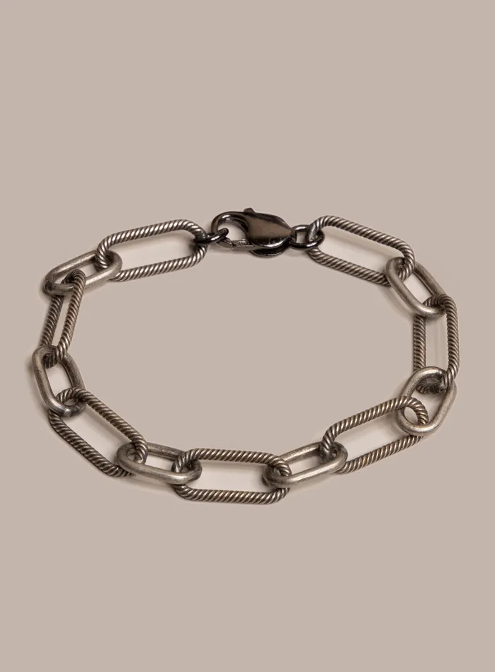 925 Oxidized Sterling Silver Chunky Textured Cable Chain Mens Bracelet WE ARE ALL SMITH Mens Jewelry Clothing Bracelets
