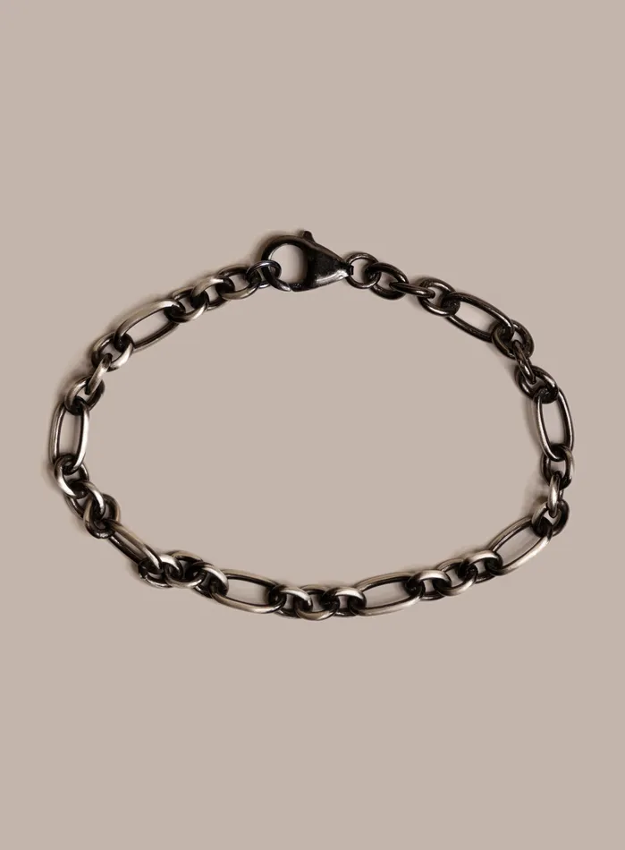 925 Sterling Silver and Black Titanium Chain Bracelet for Men WE ARE ALL SMITH Mens Jewelry Clothing Bracelets