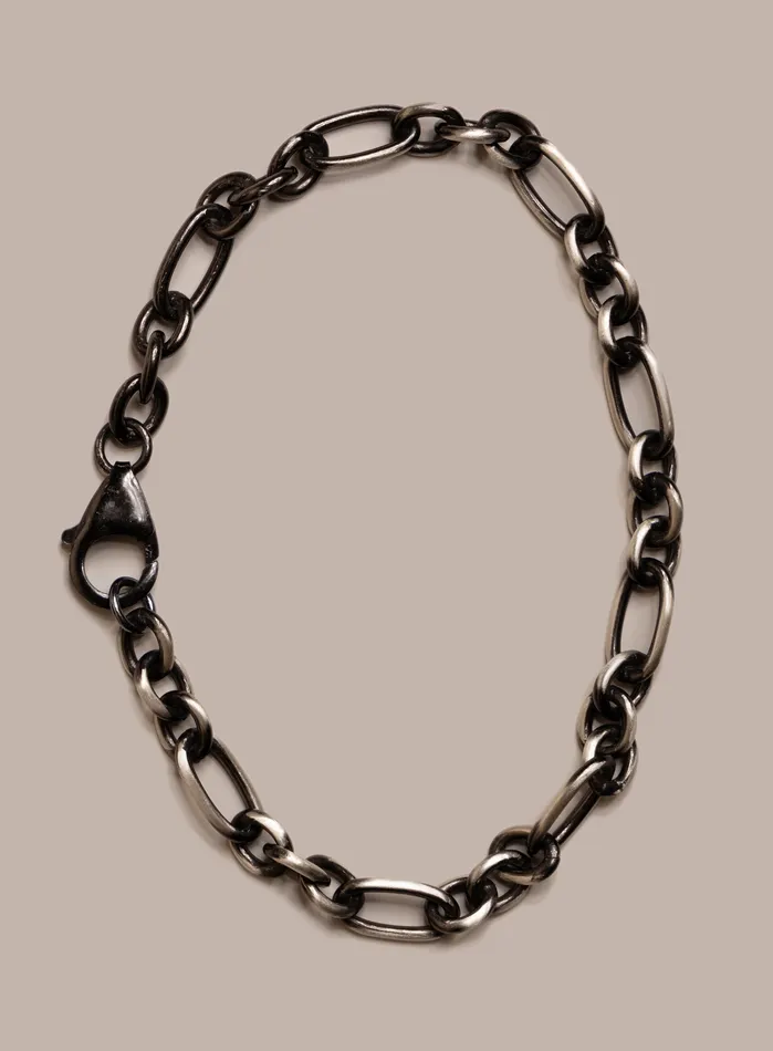 925 Sterling Silver and Black Titanium Chain Bracelet for Men WE ARE ALL SMITH Mens Jewelry Clothing Bracelets