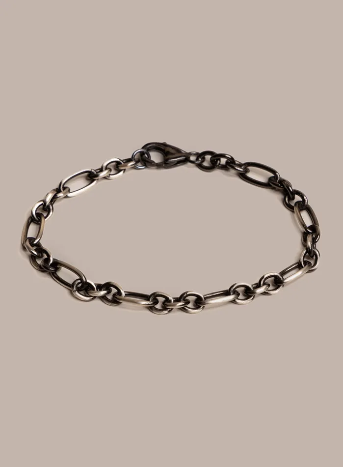 925 Sterling Silver and Black Titanium Chain Bracelet for Men WE ARE ALL SMITH Mens Jewelry Clothing Bracelets