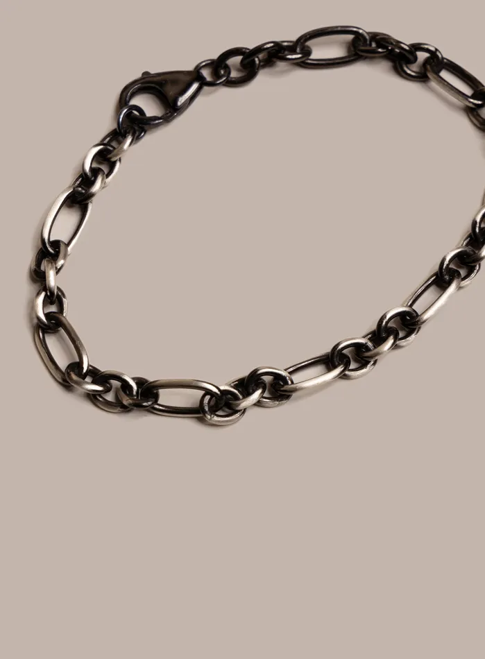 925 Sterling Silver and Black Titanium Chain Bracelet for Men WE ARE ALL SMITH Mens Jewelry Clothing Bracelets