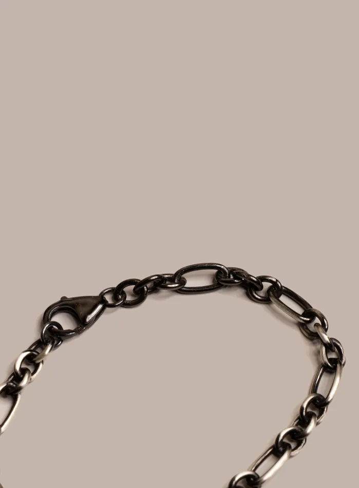 925 Sterling Silver and Black Titanium Chain Bracelet for Men WE ARE ALL SMITH Mens Jewelry Clothing Bracelets