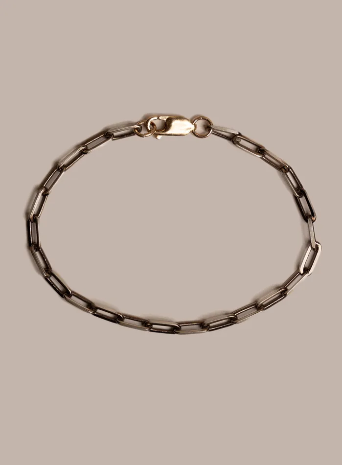 925 Sterling Silver Chocolate Gold with 14k Gold Filled Clasp Chain Bracelet WE ARE ALL SMITH Mens Jewelry Clothing Bracelets