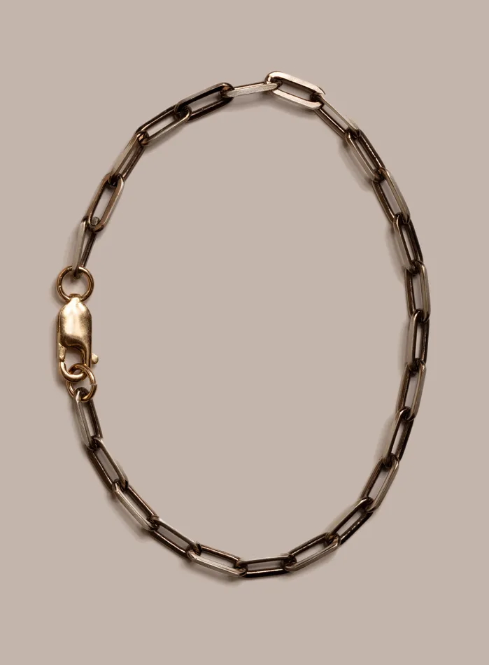 925 Sterling Silver Chocolate Gold with 14k Gold Filled Clasp Chain Bracelet WE ARE ALL SMITH Mens Jewelry Clothing Bracelets