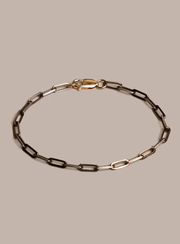 925 Sterling Silver Chocolate Gold with 14k Gold Filled Clasp Chain Bracelet WE ARE ALL SMITH Mens Jewelry Clothing Bracelets