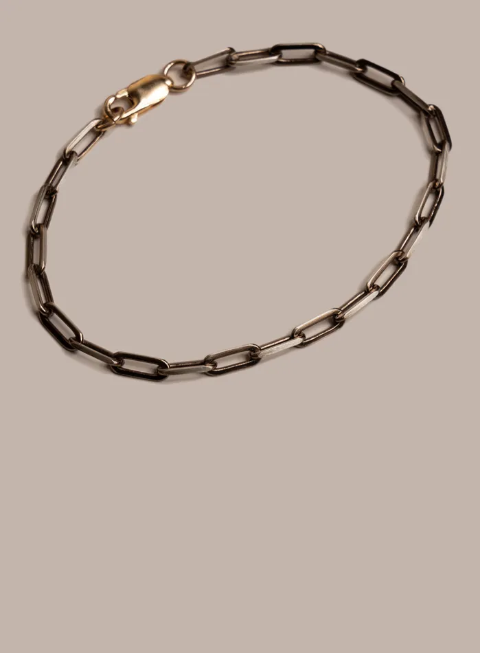 925 Sterling Silver Chocolate Gold with 14k Gold Filled Clasp Chain Bracelet WE ARE ALL SMITH Mens Jewelry Clothing Bracelets