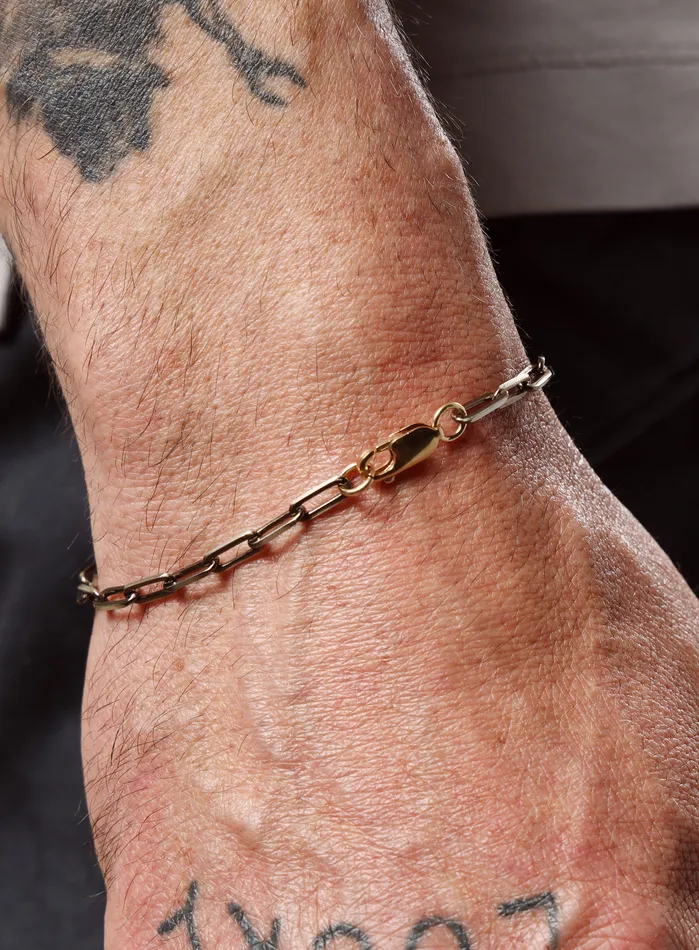 925 Sterling Silver Chocolate Gold with 14k Gold Filled Clasp Chain Bracelet WE ARE ALL SMITH Mens Jewelry Clothing Bracelets