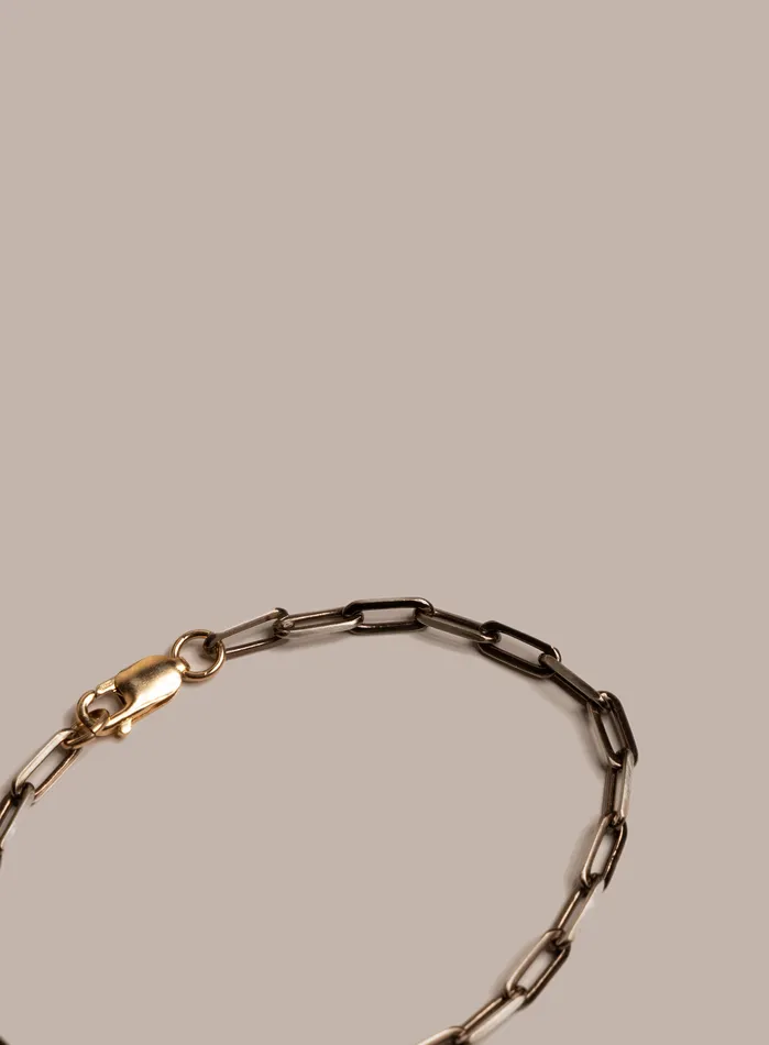 925 Sterling Silver Chocolate Gold with 14k Gold Filled Clasp Chain Bracelet WE ARE ALL SMITH Mens Jewelry Clothing Bracelets