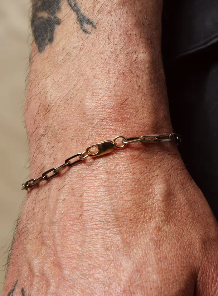 925 Sterling Silver Chocolate Gold with 14k Gold Filled Clasp Chain Bracelet WE ARE ALL SMITH Mens Jewelry Clothing Bracelets