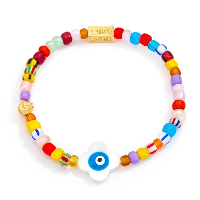 Aaron Basha Womens Flower Eye Beaded Stretch Bracelet Bracelets