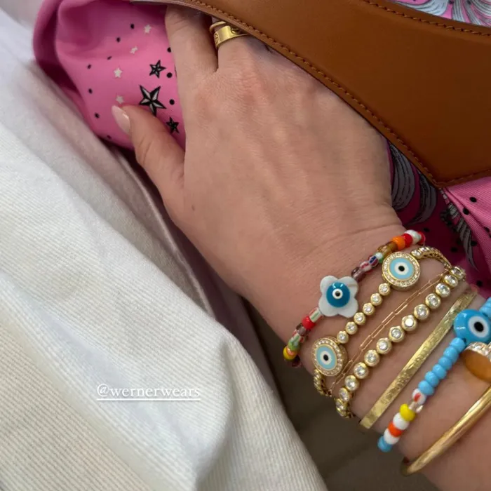 Aaron Basha Womens Flower Eye Beaded Stretch Bracelet Bracelets