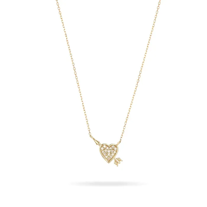 Adina Reyter Necklaces Tiny Pav Heart Arrow Necklace