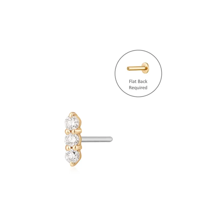 AGNES Triple Diamond Threadless Flatback Earring AURELIE GI Earrings