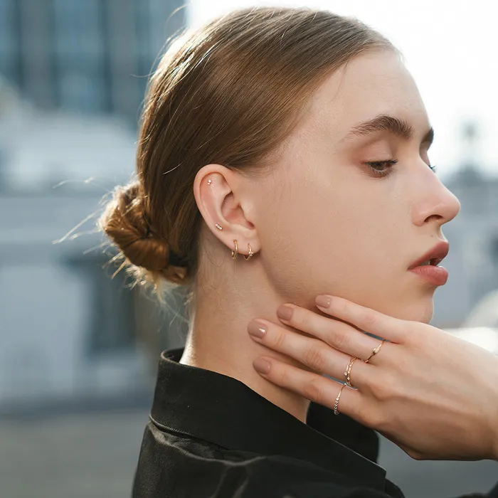 AGNES Triple Diamond Threadless Flatback Earring AURELIE GI Earrings