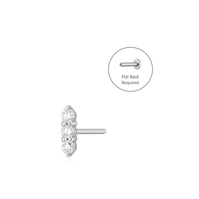 AGNES Triple Diamond Threadless Flatback Earring AURELIE GI Earrings