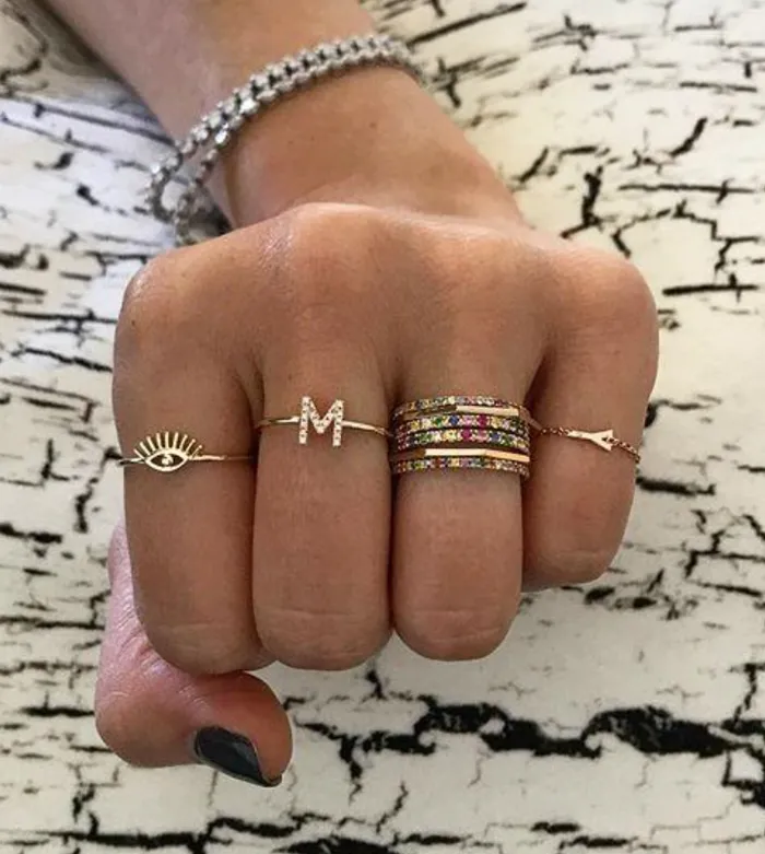 Alev Rings Mini Initial Diamond Ring
