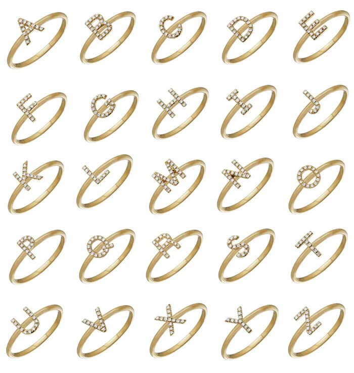 Alev Rings Mini Initial Diamond Ring