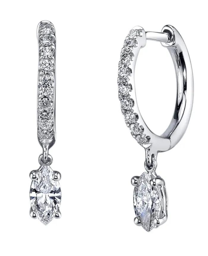 Anita Ko Earrings DIAMOND HUGGIES WITH MARQUIS DIAMOND DROP
