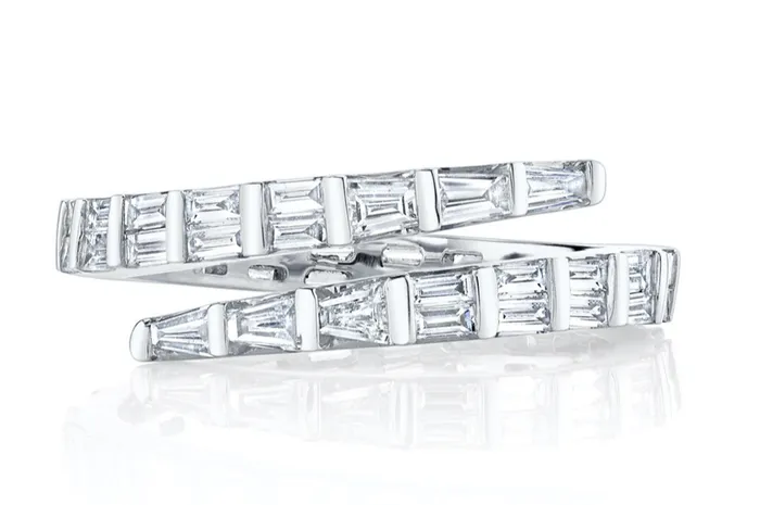 Anita Ko Rings TWO ROW BAGUETTE DIAMOND PINKY COIL RING