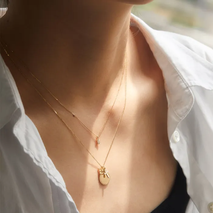 AURELIE GI Charm Necklaces GLEAM Diamond Tag Charm