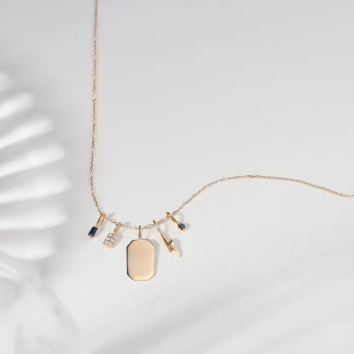 AURELIE GI Charm Necklaces GLEAM Diamond Tag Charm