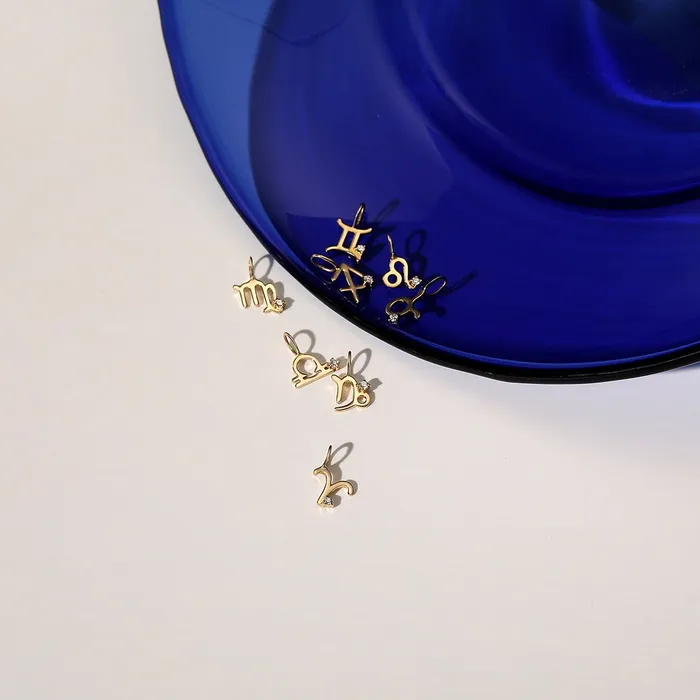 AURELIE GI Charm Necklaces LEO Zodiac Charm With Diamond