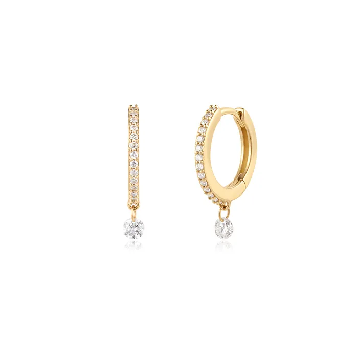 AURELIE GI Earrings ALLEGRO Floating Diamond Huggie