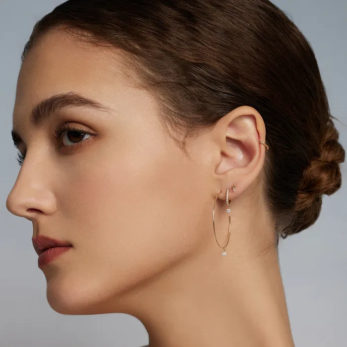 AURELIE GI Earrings ALLEGRO Floating Diamond Huggie