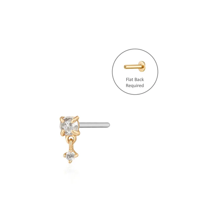 AURELIE GI Earrings IDA Rose Cut Double White Sapphire Threadless Flatback Earring