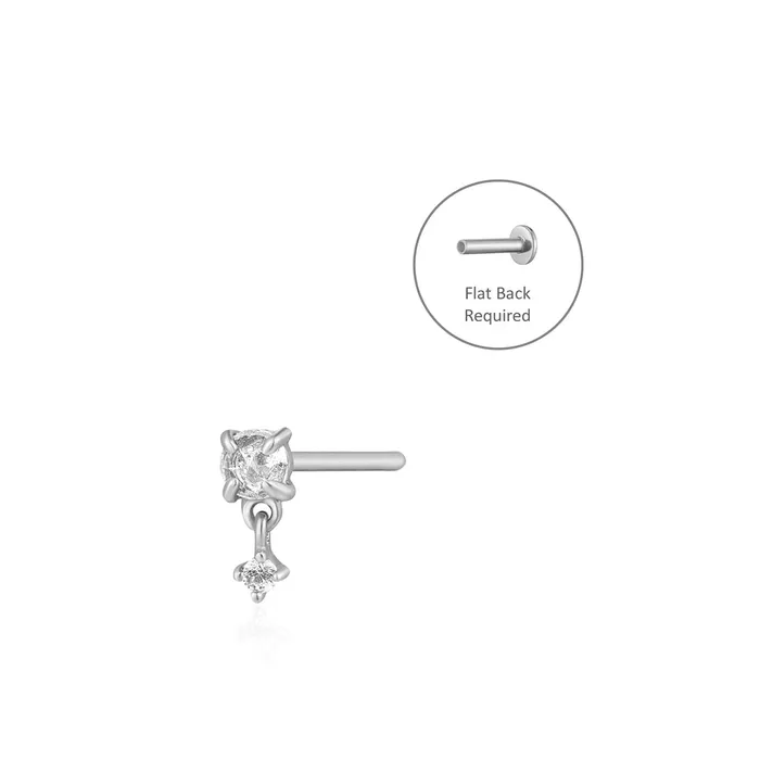 AURELIE GI Earrings IDA Rose Cut Double White Sapphire Threadless Flatback Earring