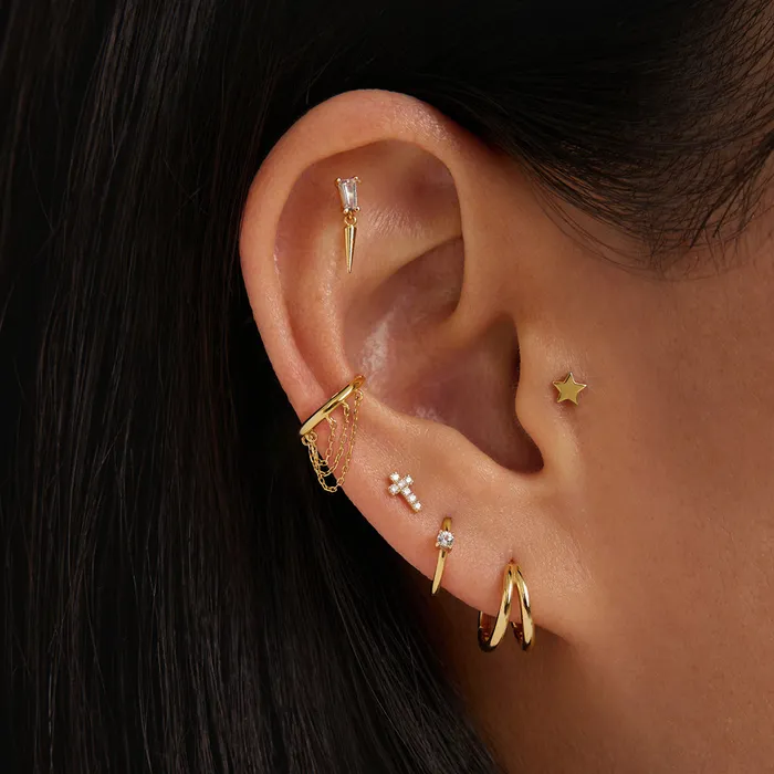 AURELIE GI Earrings PRESLEY Double Row Huggie Hoop