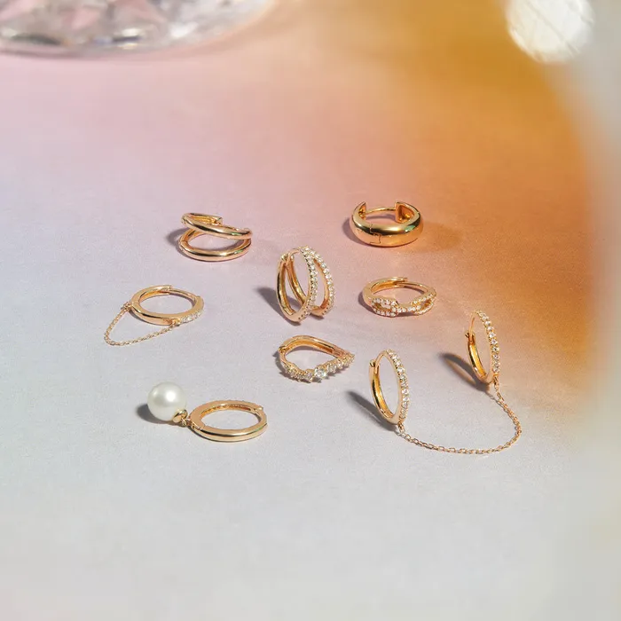 AURELIE GI Earrings PRESLEY Double Row Huggie Hoop