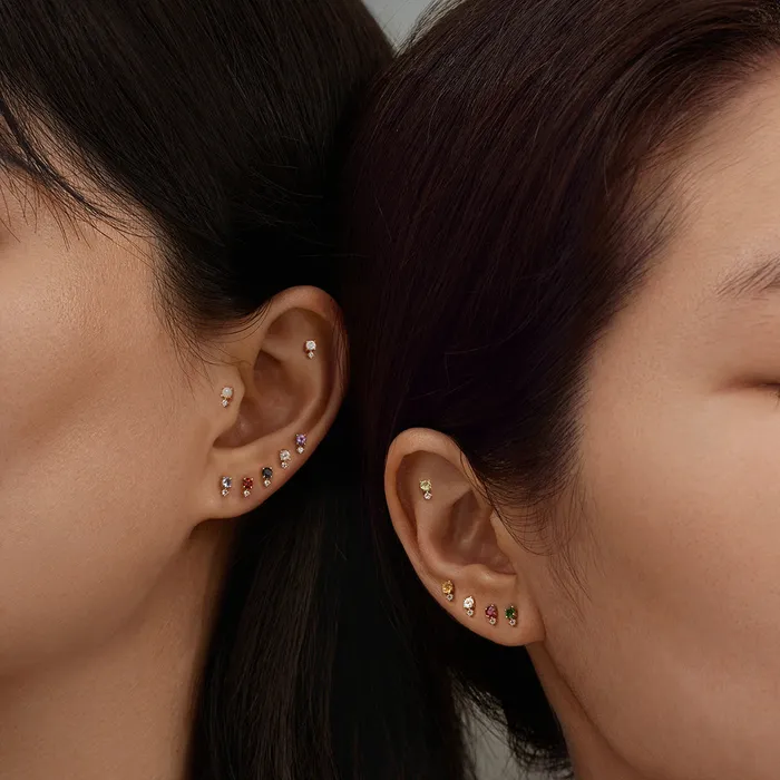 AURELIE GI Earrings SEPTEMBER Blue and White Sapphire Stud Earring