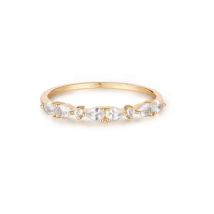 AURELIE GI GLENNA Pear and Round White Sapphire HalfEternity Ring Rings