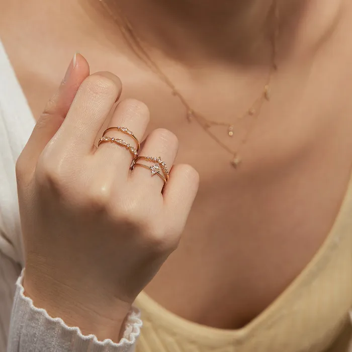 AURELIE GI GLENNA Pear and Round White Sapphire HalfEternity Ring Rings