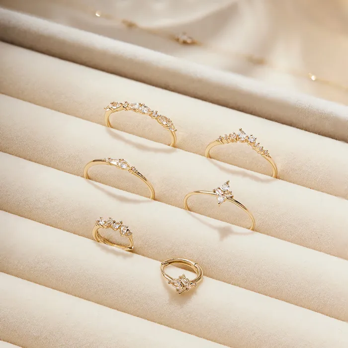 AURELIE GI GLENNA Pear and Round White Sapphire HalfEternity Ring Rings