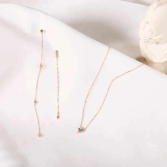 AURELIE GI GWEN Topaz and Aquamarine Single Drop Earring Earrings
