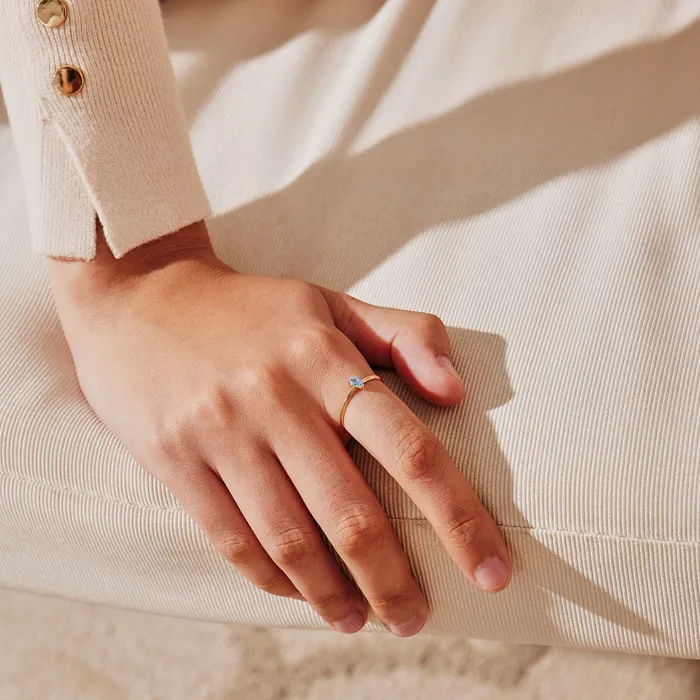 AURELIE GI PERRY Aquamarine Solitaire Ring Rings