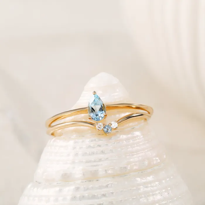 AURELIE GI PERRY Aquamarine Solitaire Ring Rings