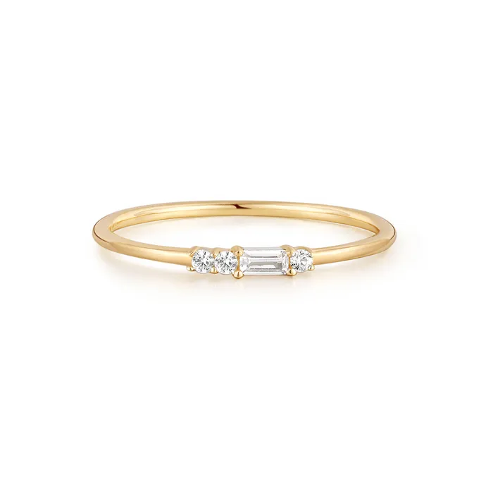 AURELIE GI Rings Selena Baguette and Round White Sapphire Ring