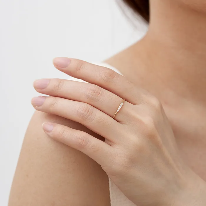 AURELIE GI Rings Selena Baguette and Round White Sapphire Ring