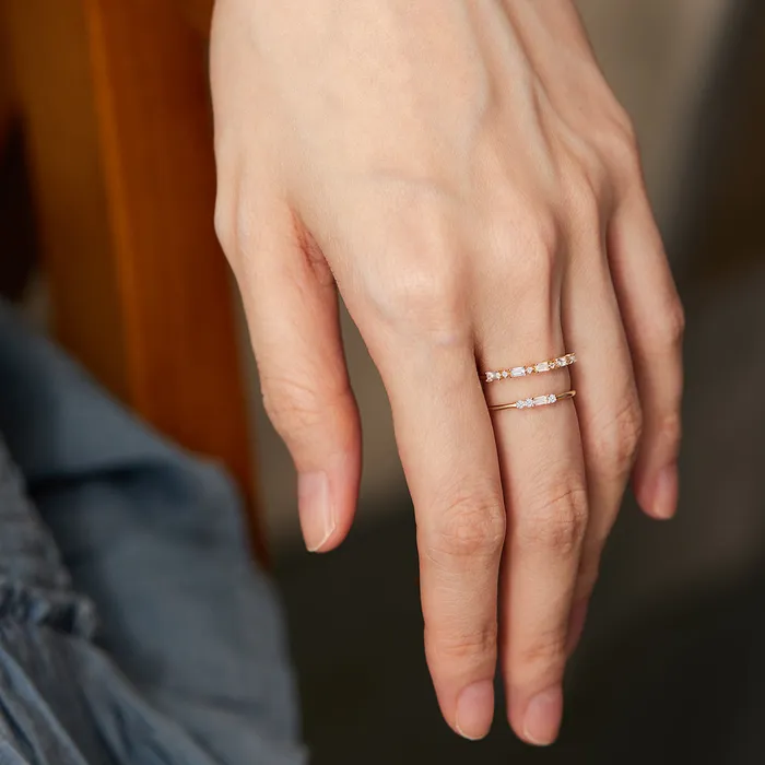 AURELIE GI Rings Selena Baguette and Round White Sapphire Ring